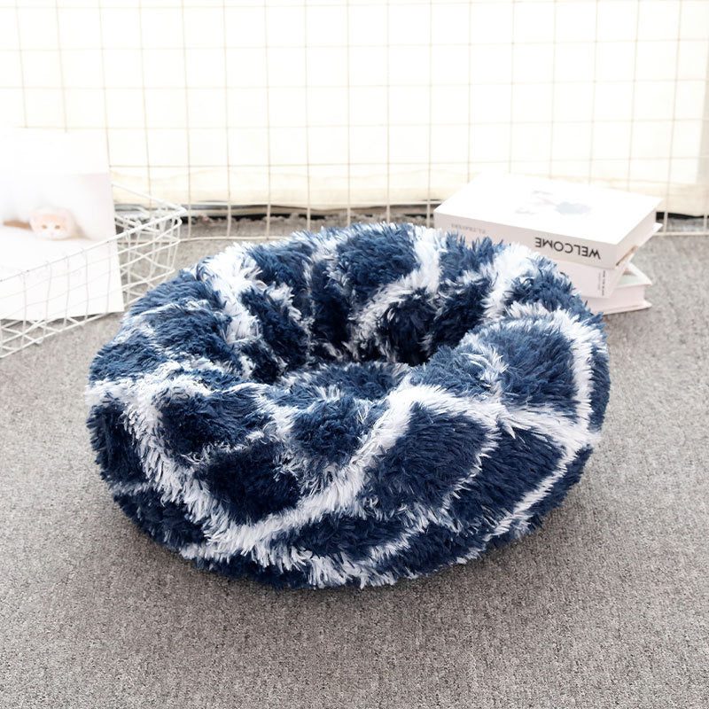 Cozy Plush Round Pet Bed for Dogs & Cats